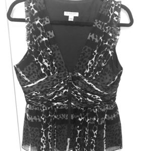 Burberry London animal print v neck blouse
